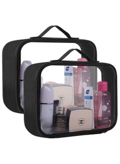 Clear Travel Toiletry Bag, TSA Approved Travel Bag 21 x 17 x 7.6cm Portable Waterproof PVC Toiletries Transparent Bag Makeup Organizer Case Travel Business Bathroom for Men and Women (2 Set)