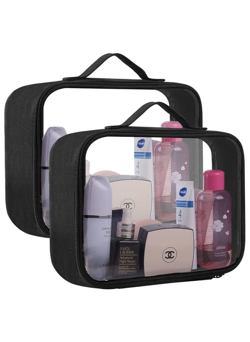 SYOSI - Clear Travel Toiletry Bag, TSA Approved Travel Bag 21 x 17 x 7.6cm Portable Waterproof PVC Toiletries Transparent Bag Makeup Organizer Case Travel Business Bathroom for Men and Women (2 Set) - Image 1
