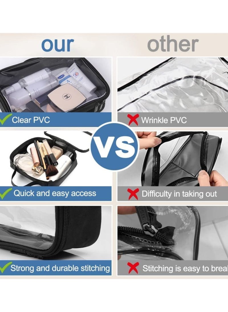 SYOSI - Clear Travel Toiletry Bag, TSA Approved Travel Bag 21 x 17 x 7.6cm Portable Waterproof PVC Toiletries Transparent Bag Makeup Organizer Case Travel Business Bathroom for Men and Women (2 Set) - Image 1