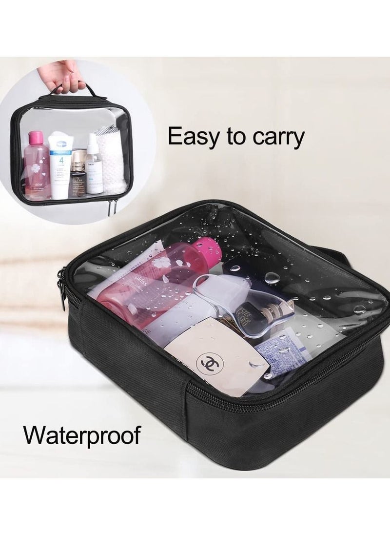 SYOSI - Clear Travel Toiletry Bag, TSA Approved Travel Bag 21 x 17 x 7.6cm Portable Waterproof PVC Toiletries Transparent Bag Makeup Organizer Case Travel Business Bathroom for Men and Women (2 Set) - Image 1