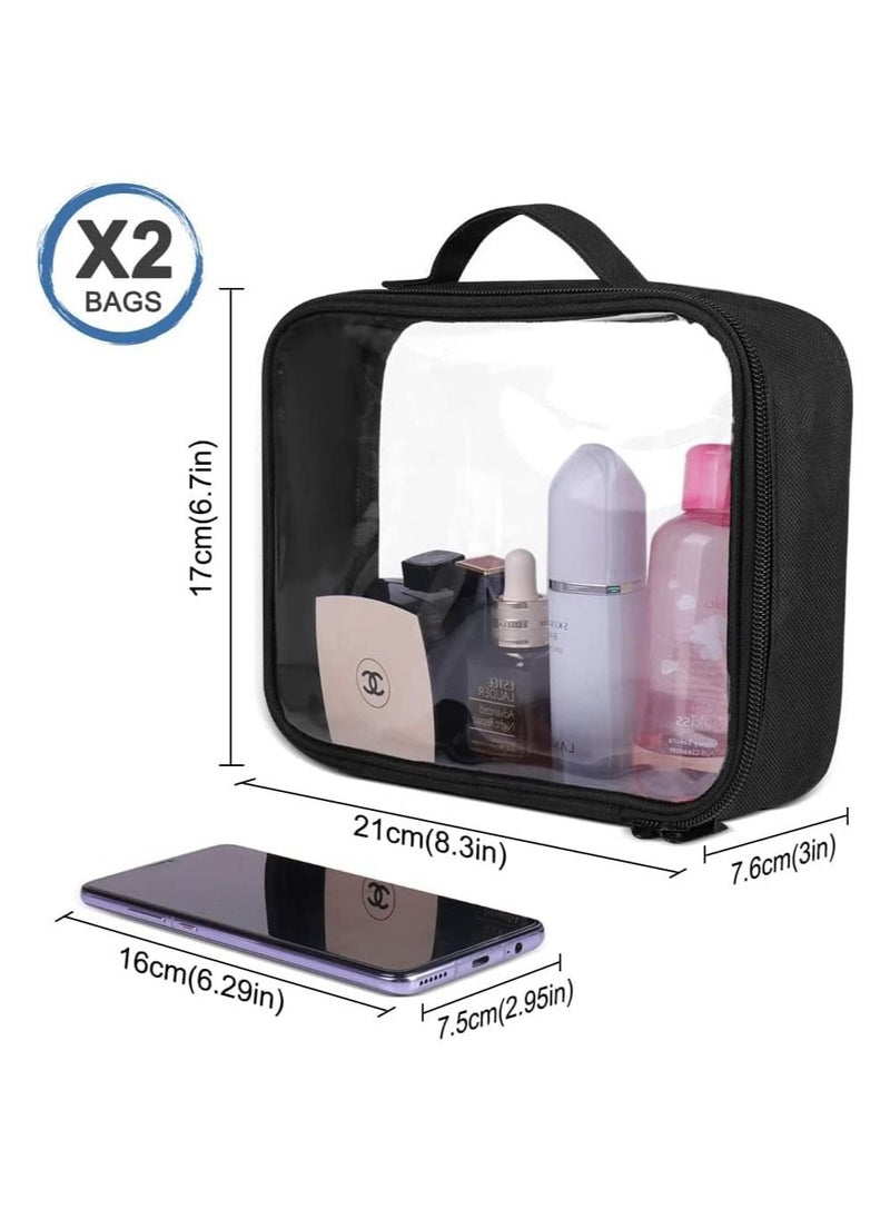 SYOSI - Clear Travel Toiletry Bag, TSA Approved Travel Bag 21 x 17 x 7.6cm Portable Waterproof PVC Toiletries Transparent Bag Makeup Organizer Case Travel Business Bathroom for Men and Women (2 Set) - Image 1