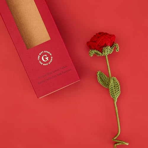 THE GIFT STUDIO.COM Handcrafted Crochet Rose – Realistic Artificial Flower, Everlasting Handmade Knit Rose, No Watering Required, Decorative Keepsake Gift for Valentine’s Day, Anniversary, Home Décor - Image 2