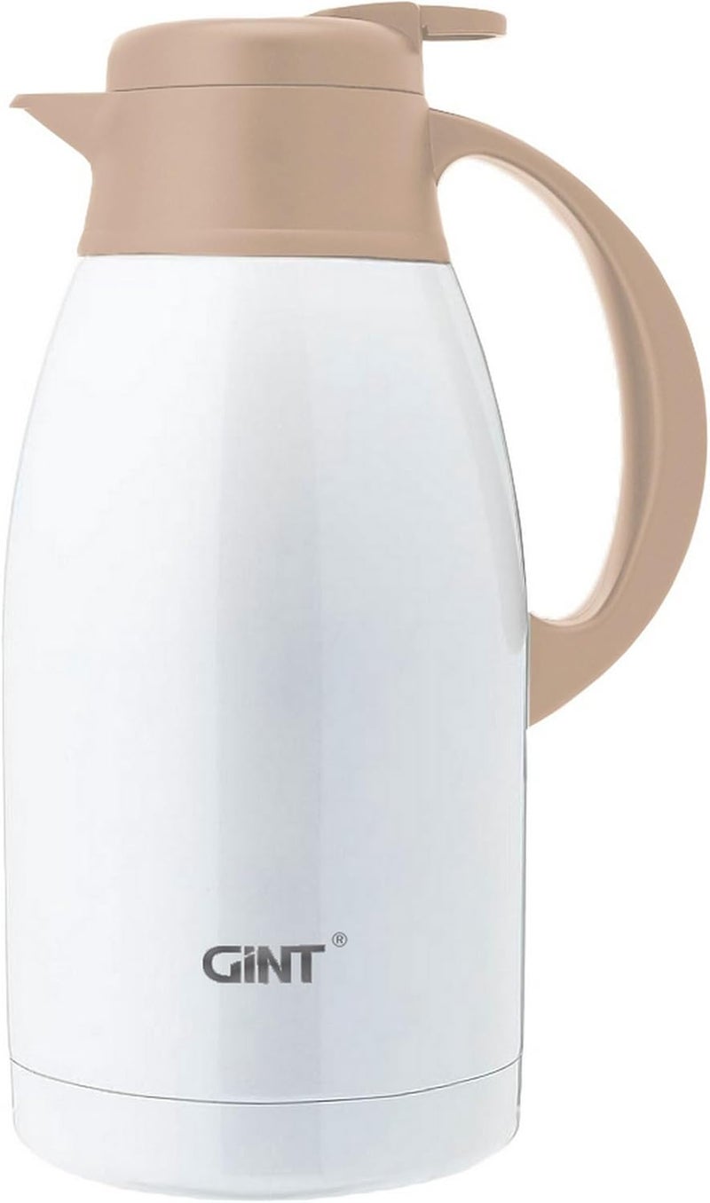 GiNT Stainless Steel Thermal Coffee Carafe, Double Walled Vacuum Thermal Carafe, Water and Beverage Dispenser,12 Hour Heat Retention，65 OZ /1.9 Liter White - Image 1