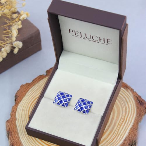 Peluche Blue Enamel Cufflinks for Men - Image 5