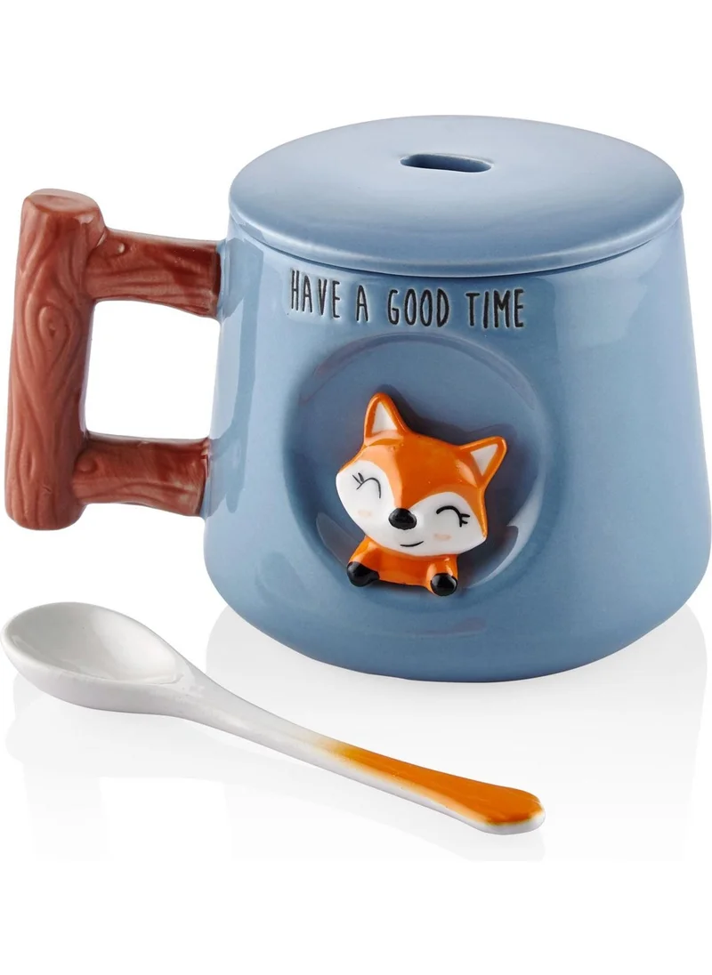 The Mia Fox Mug with Lid and Spoon 370 ml