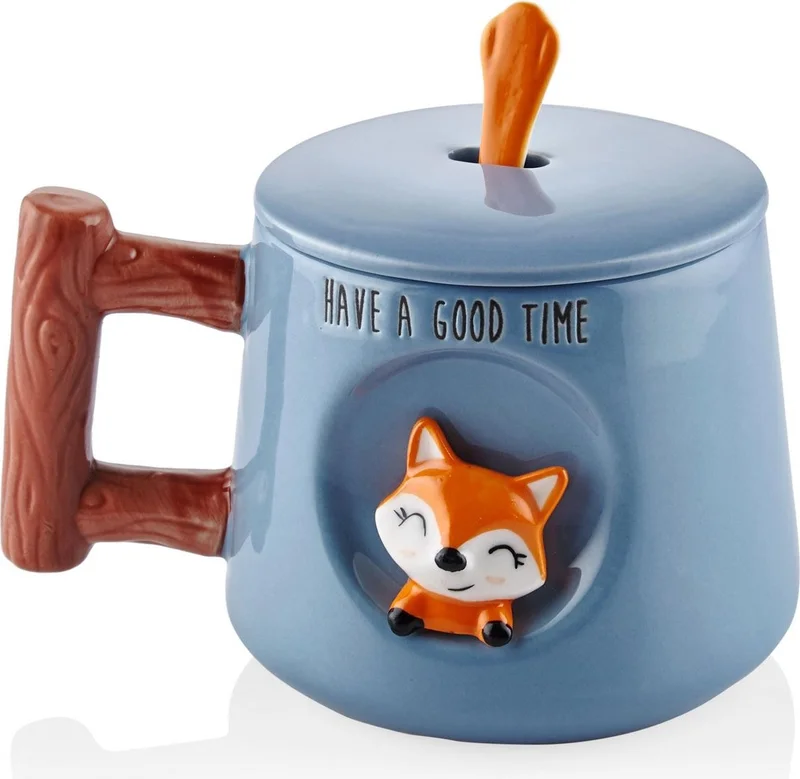 THE MIA Fox Mug with Lid and Spoon 370 ml