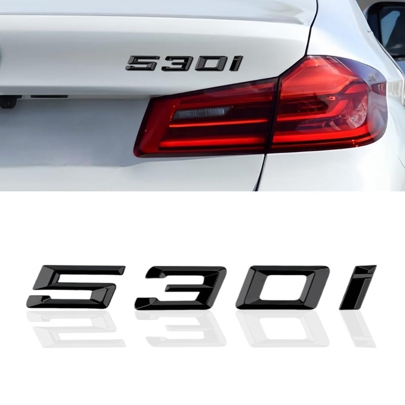 Car Emblem Compatible with 530i Gloss Black Trunk lid Rear Emblem Badge Excellent ABS Material