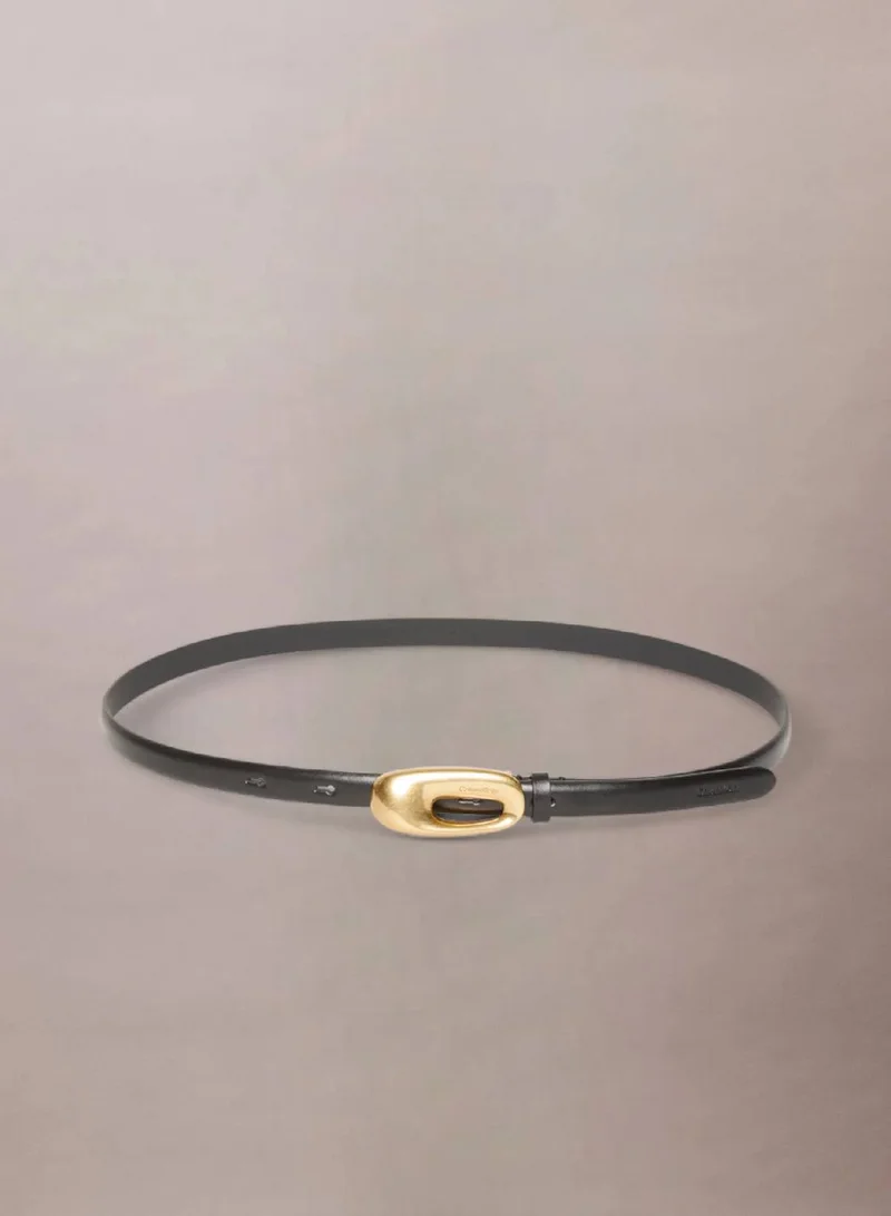 Sculpted Buckle Leather Belt
