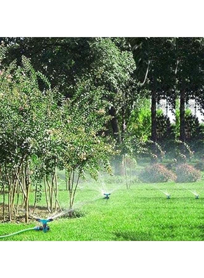 رشاش مياه دوار 360 درجة قابل للتعديل بـ3 اذرع لنظام ري الحديقة لنباتات الفناء وخرطوم العشب، اداة ري للحديقة في الهواء الطلق، راس دوار (اصفر) - Image 3