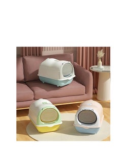 HAPPY PUSS Cat litter box enclosed, large cat sand box, litter tray for indoor, open top with carbon filter, odor control. Kitten toilet, with cat litter scoop, detachable with front door flap.  - Image 2