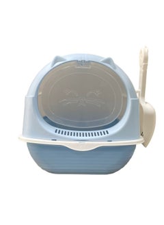 HAPPY PUSS Cat litter box enclosed, large cat sand box, litter tray for indoor, open top with carbon filter, odor control. Kitten toilet, with cat litter scoop, detachable with front door flap.  - Image 5