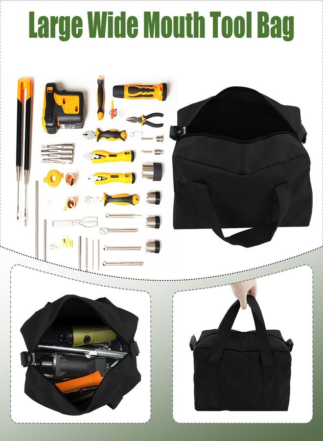 Baizoy Small Tool Bag, Close Top Wide Mouth Tool Organizer Bag, Large Capacity Tool Bags for Men, Canvas Tool Storage Bag for Storage Handbag for Screwdrivers, Wrench, Pliers Repair Hand Tools (12 Inch) - Image 3