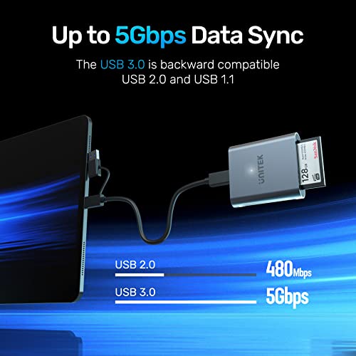 Unitek CFast Card Reader, USB 3.0 USB C CFast 2.0 Card Reader, Portable Aluminum CFast Memory Card Adapter Thunderbolt 3 Port Connection Supported, Compatible for SanDisk, Lexar, Transcend, Sony Card - Image 4