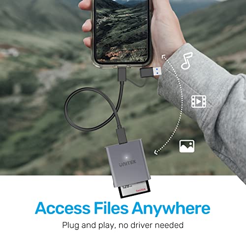 Unitek CFast Card Reader, USB 3.0 USB C CFast 2.0 Card Reader, Portable Aluminum CFast Memory Card Adapter Thunderbolt 3 Port Connection Supported, Compatible for SanDisk, Lexar, Transcend, Sony Card - Image 5