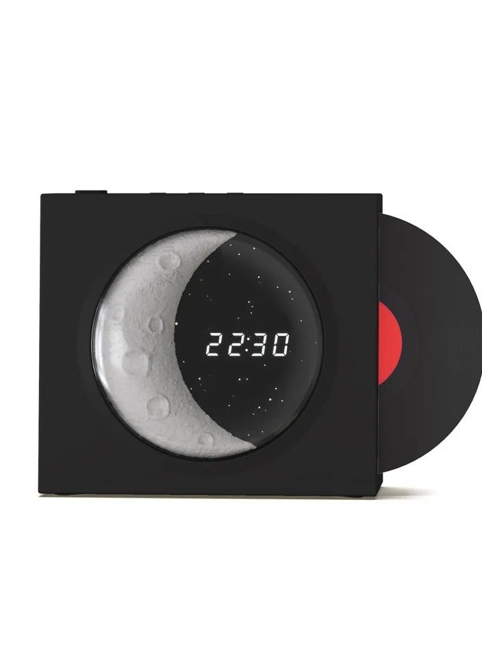 Vinyl Player Speaker, Portable Speaker Support TF Card with Time Display Speaker with Digital Clock for Bedroom  - Image 1