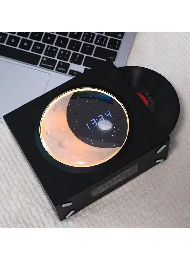 Vinyl Player Speaker, Portable Speaker Support TF Card with Time Display Speaker with Digital Clock for Bedroom  - Image 2