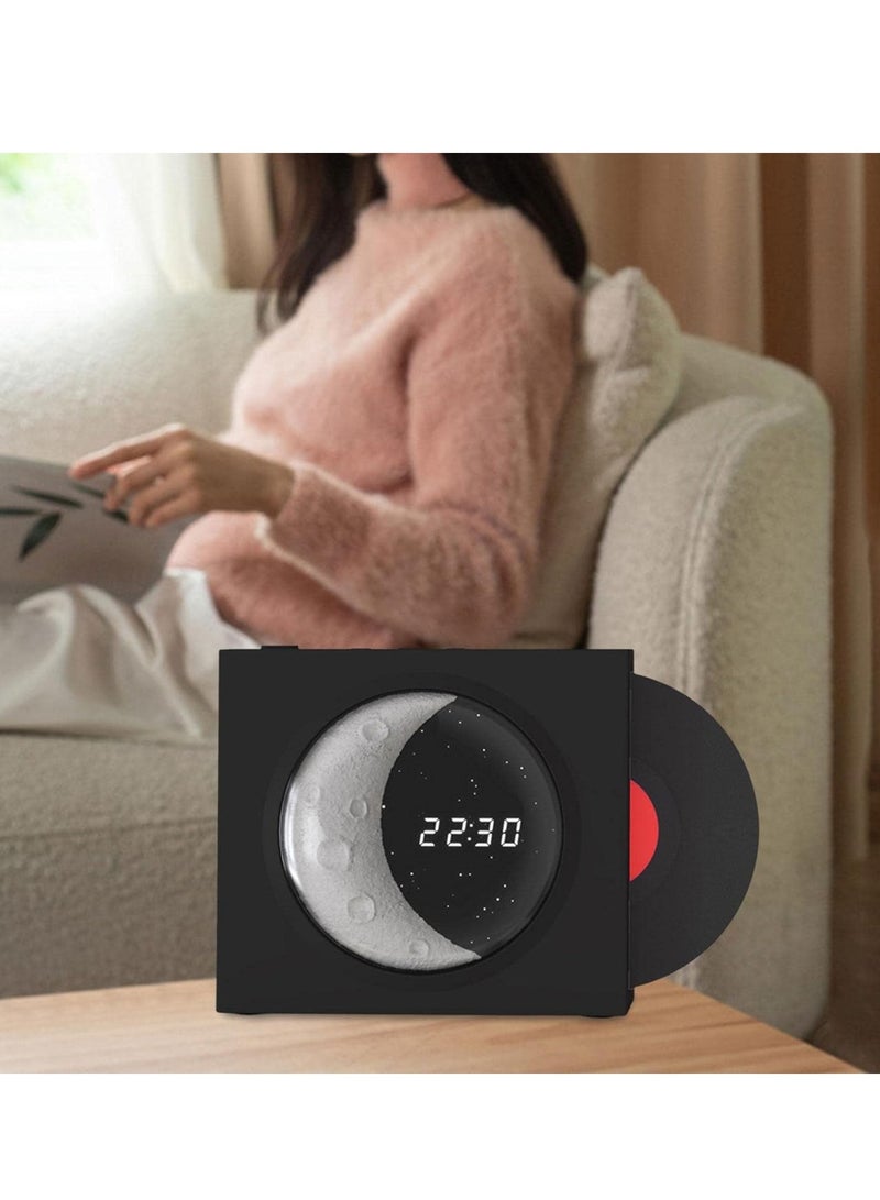Vinyl Player Speaker, Portable Speaker Support TF Card with Time Display Speaker with Digital Clock for Bedroom  - Image 4