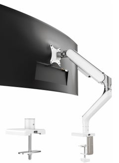 ETHU ETHU Single Monitor Arm for 17-49" Screens heavy duty UP to 16KGs/35lbs Single Monitor Stand Fully Adjustable C-Clamp & Grommet 2-Way Assembling VESA Mount 75mm 100mm Silver-White  - Image 1
