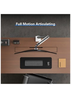 ETHU ETHU Single Monitor Arm for 17-49" Screens heavy duty UP to 16KGs/35lbs Single Monitor Stand Fully Adjustable C-Clamp & Grommet 2-Way Assembling VESA Mount 75mm 100mm Silver-White  - Image 3
