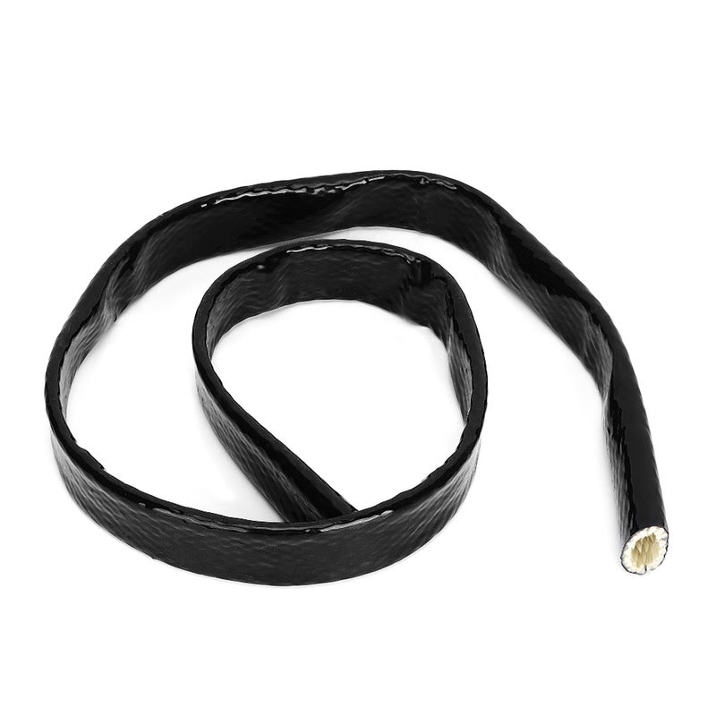 AN12 Black Fire Sleeve Braid Flame Heat Shield 3/4 x 3.3ft ID 0.7in Fuel Hose Protector - Image 3