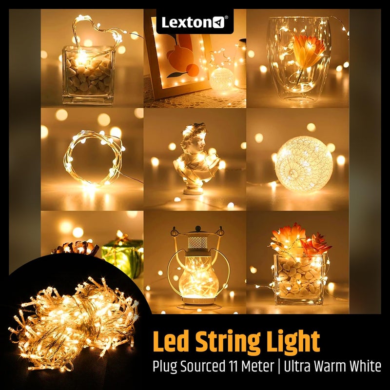 Lexton Lexton Led String Light Plug Sourced 11 Meter 40 High Pixel LED 8MM Led Bulb Suitable for Indoor Outdoor Decorations Diwali Christmas Wedding Party Ultra Warm White Pack of 1  - Image 3