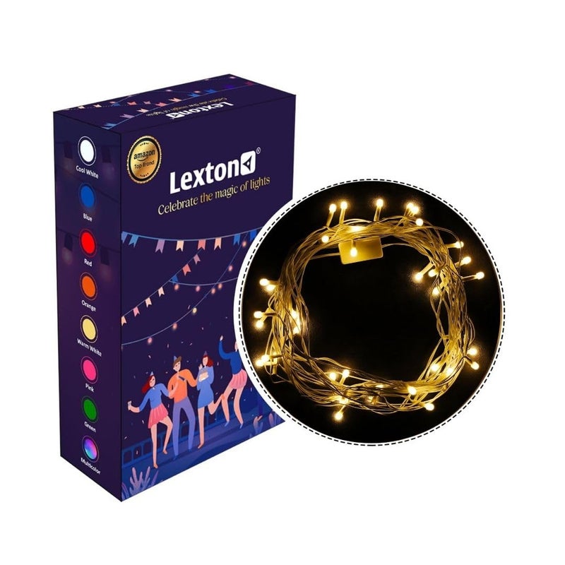 Lexton Lexton Led String Light Plug Sourced 11 Meter 40 High Pixel LED 8MM Led Bulb Suitable for Indoor Outdoor Decorations Diwali Christmas Wedding Party Ultra Warm White Pack of 1  - Image 1