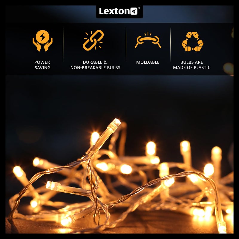 Lexton Lexton Led String Light Plug Sourced 11 Meter 40 High Pixel LED 8MM Led Bulb Suitable for Indoor Outdoor Decorations Diwali Christmas Wedding Party Ultra Warm White Pack of 1  - Image 4