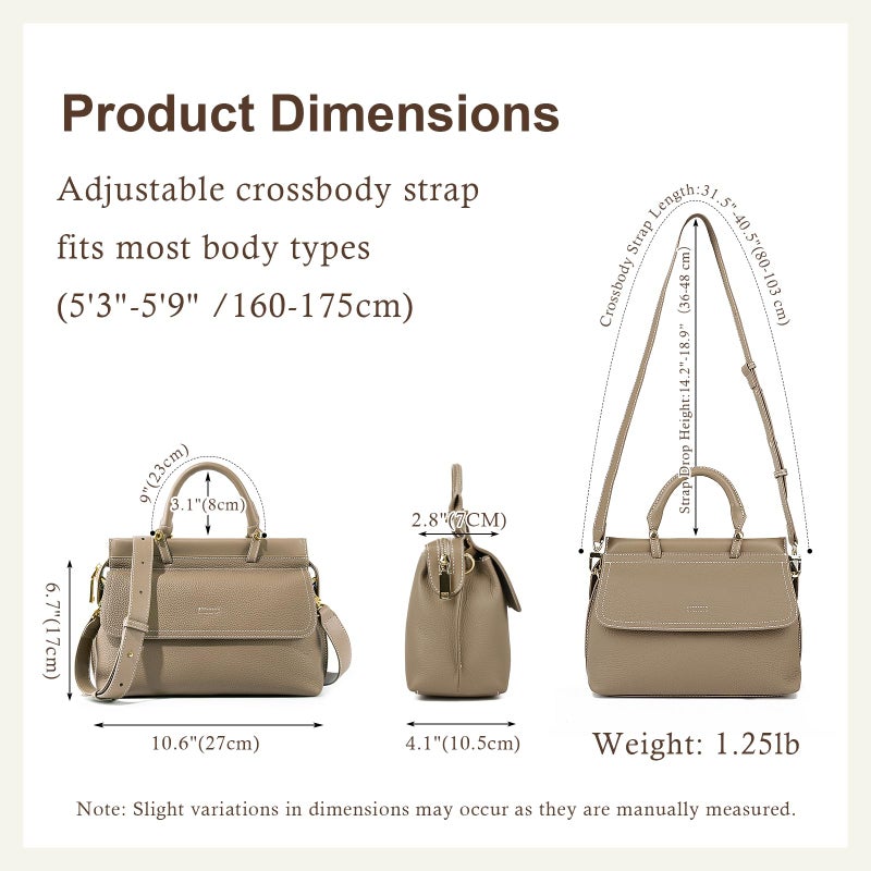 MoreFarther Genuine Leather Handbags for Women, Crossbody Handbags Large Capacity Shoulder Bags(Gold-Brown) - Image 4