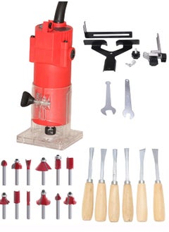 Digital Craft Digital Craft 30000 RPM Woodworking Electric Trimmer 1000W Wood Milling Engraving Slotting Machine Hand Carving Router Machine Electric Trimmer Machine12Pc Router Bits Set6Pc Wood Carving Set  - Image 1