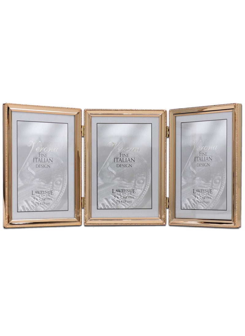 Lawrence Frames Lawrence Frames 11757T Classic Bead Picture Frame  5x7 Triple  Gold  - Image 1