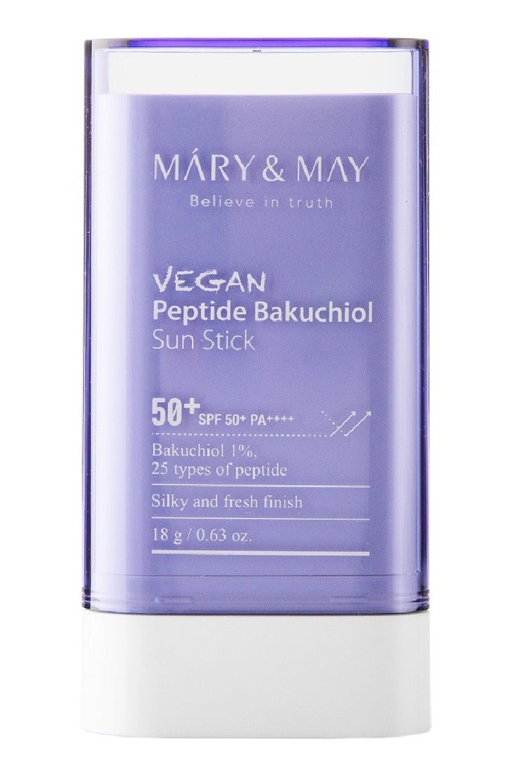 MARY & MAY Máry & May Vegan Peptide Bakuchiol Sun Stick - Silky Anti-Aging Suncare SPF50+ 18g - Image 1
