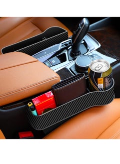 Beauenty 2 Pieces Car Seat Gap Filler Organizer, Multifunctional Car Seat Organizer, Auto Console Side Storage Box with 4 Hooks for Holding Phone, Keys, Wallet, Sunglasses  - Image 3