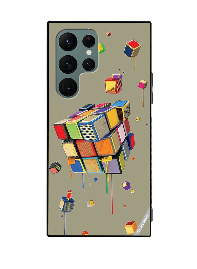 VR CREATIVE Protective Case Cover For Samsung Galaxy S22 Ultra 5G Cubes Design Multicolour - Image 1