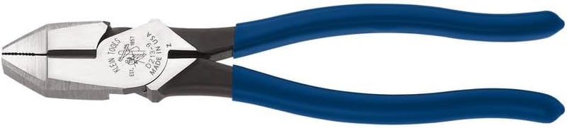 Klein Tools D213-9 High Leverage Lineman's Square Nose Pliers - 9-Inch, Made in USA - Image 1