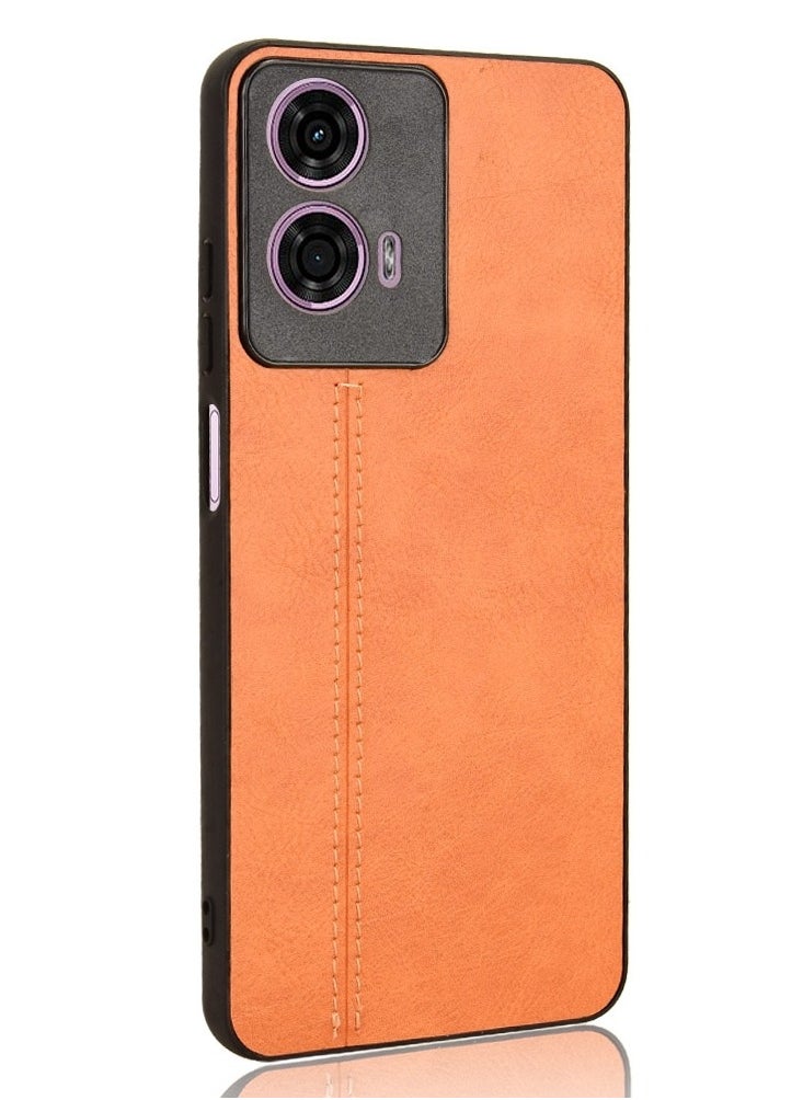 إيروريكس - جراب خلفي لهاتف Motorola Moto E14 بنمط خياطة بقرة (برتقالي) - Image 1