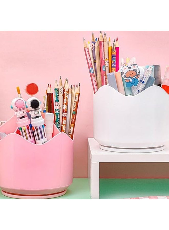 Spaceshoop Rotating Pen Holder,360 Degree Rotatable,Desk Organizer,For Home Office School Large Capacity Pen Holder Rotating Desk Organizer (Pink)  - Image 2