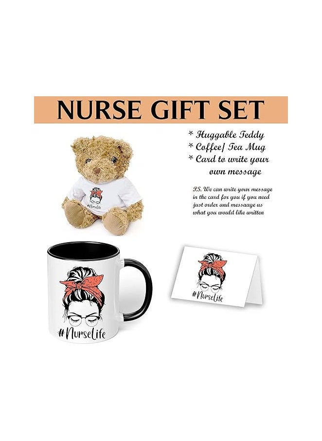 PRINTSHOP4ME - Nurses Day Teddy Bear Pack With Printed Ceramic Mug&Nurses Day Wishes Card Designs-Nursing Student Graduation Gift&Appreciation Gifts-Nurse Gift Idea Designs Printed - Image 1