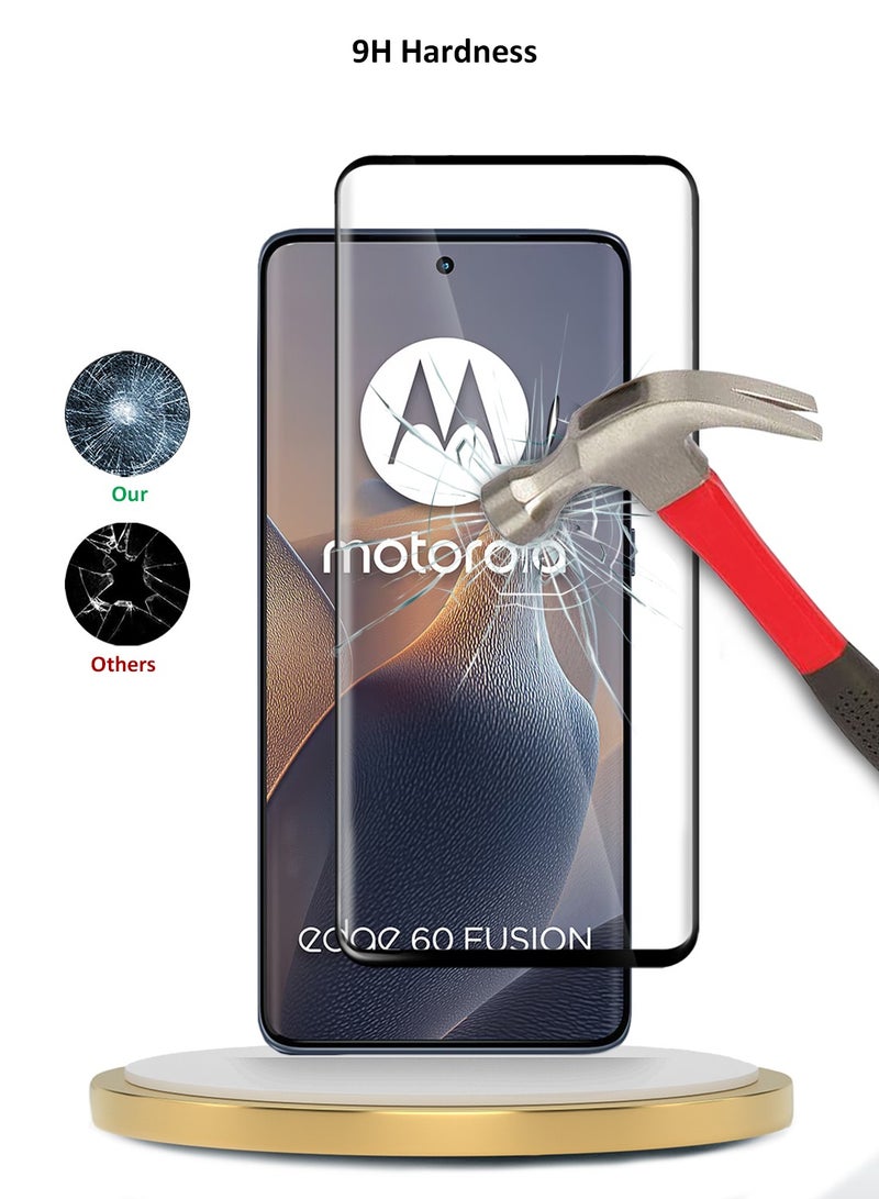 Wtech Motorola Edge 60 / Motorola Edge 60 Fusion 5G 2025 Premium Edge-Pro Full Glue Full Cover Tempered Glass Screen Protector (MSGPCN) - Clear/Black - Image 3