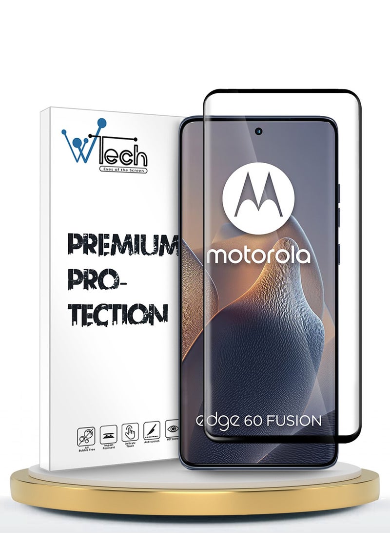 Wtech Motorola Edge 60 / Motorola Edge 60 Fusion 5G 2025 Premium Edge-Pro Full Glue Full Cover Tempered Glass Screen Protector (MSGPCN) - Clear/Black - Image 1