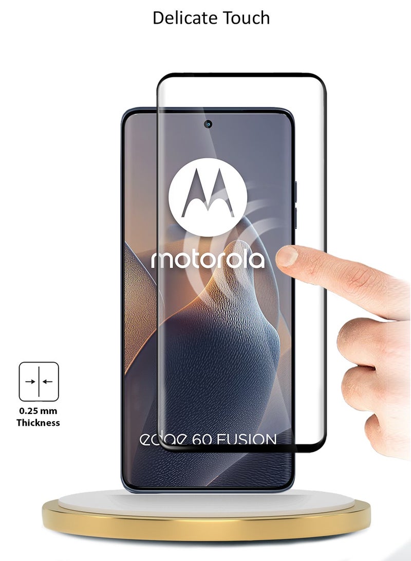 Wtech Motorola Edge 60 / Motorola Edge 60 Fusion 5G 2025 Premium Edge-Pro Full Glue Full Cover Tempered Glass Screen Protector (MSGPCN) - Clear/Black - Image 4