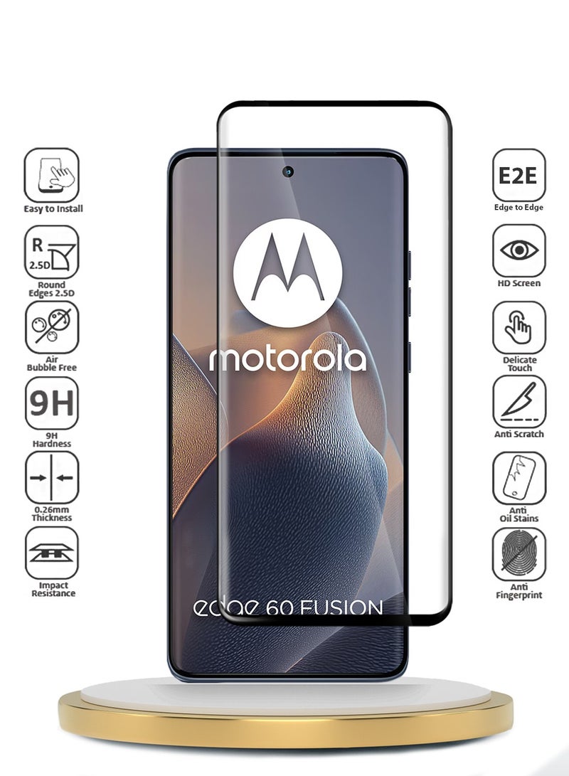 Wtech Motorola Edge 60 / Motorola Edge 60 Fusion 5G 2025 Premium Edge-Pro Full Glue Full Cover Tempered Glass Screen Protector (MSGPCN) - Clear/Black - Image 2