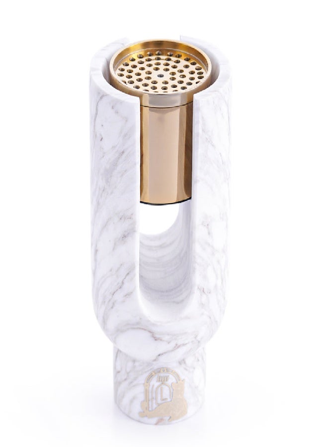 Ofra White Volakas Mini Incense Burner Holder – Natural Marble with Golden Burner & Accessories