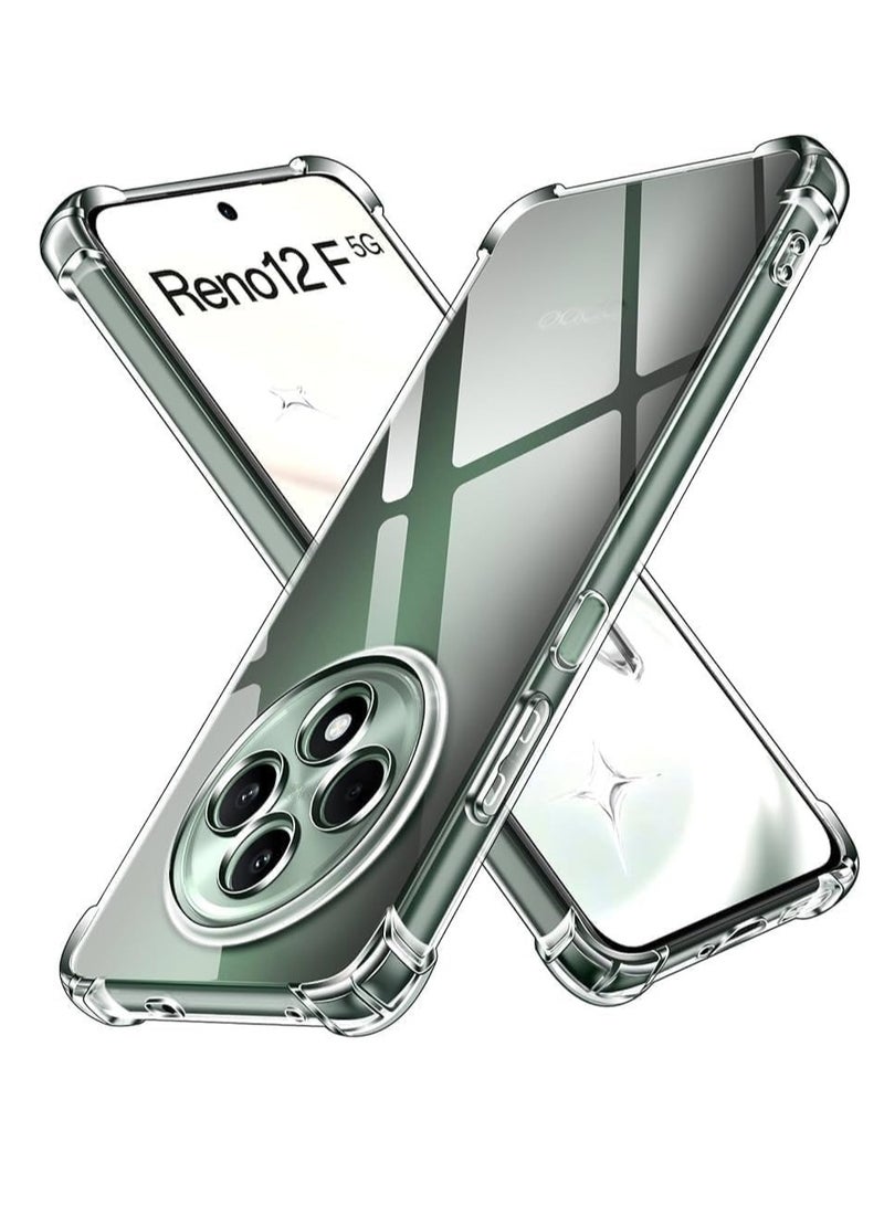 Case Compatible with Oppo Reno 12F 5G /4G, Cover Silicone Transparent TPU Gorilla Anti-shock Protector Camera Shockproof Corners - Clear - Image 1
