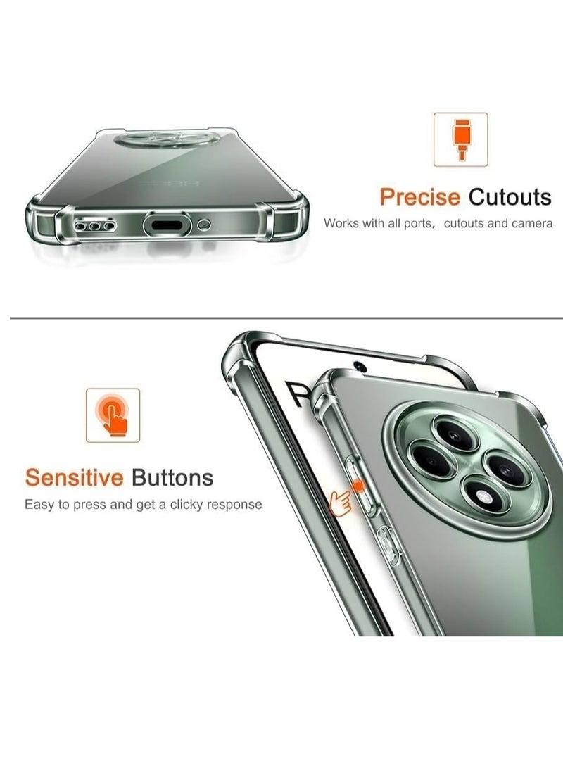Case Compatible with Oppo Reno 12F 5G /4G, Cover Silicone Transparent TPU Gorilla Anti-shock Protector Camera Shockproof Corners - Clear - Image 3