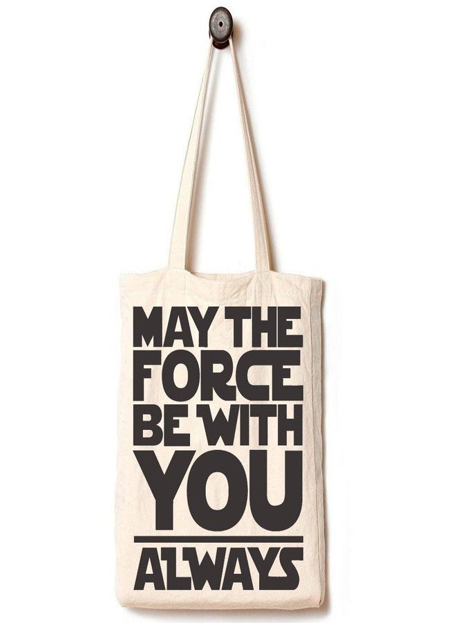 Andes Heavy Duty Flat-Bottom Canvas Tote Bag with Side Pockets - Handmade from12oz 100% Cotton, Reusable & Durable, May The Force be with You Always - Image 1