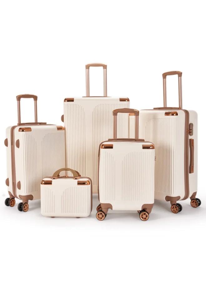 LIMRA Luggage set 5 pieces travel Bags with a distinctive design from limra Beige/gold