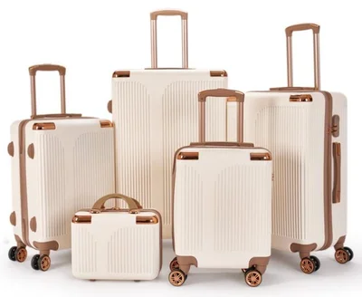 LIMRA Luggage set 5 pieces travel Bags with a distinctive design from limra Beige/gold
