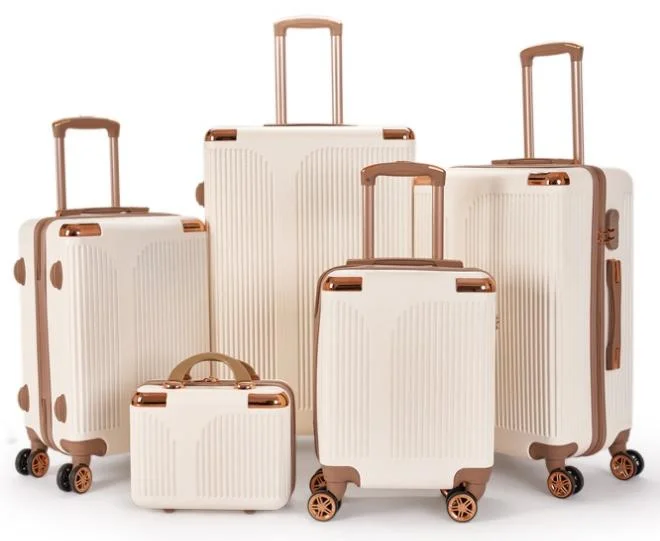 LIMRA Luggage set 5 pieces travel Bags with a distinctive design from limra Beige/gold