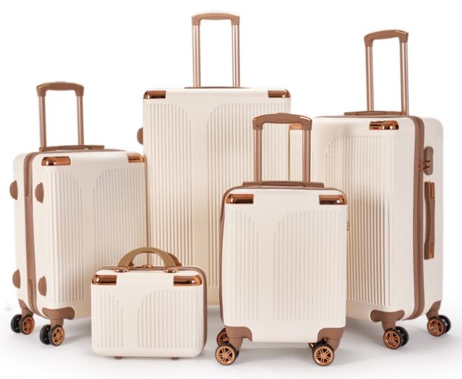 LIMRA Luggage set 5 pieces travel Bags with a distinctive design from limra Beige/gold - Image 1