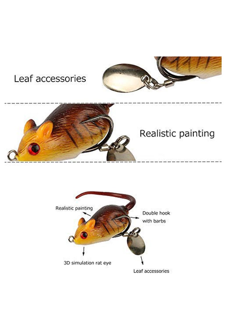 SUNSAR 6Pcs 3D Bionic Mouse Topwater Lures for Bass Snakehead Floating Swimbaits Soft Baits, Saltwater Freshwater Fishing Lure Kit - Image 2